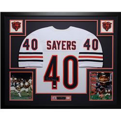 Gale Sayers Signed 35x43 Custom Framed Jersey Display (JSA COA)