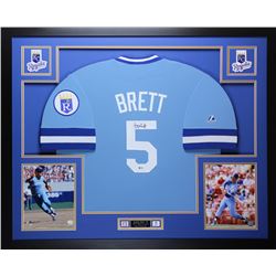 George Brett Signed 35x43 Custom Framed Jersey Display (Beckett COA)