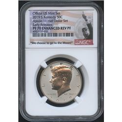 2019-S 50Â¢ Kennedy Silver Half Dollar - Enhanced Reverse Proof - Apollo 11 Label (Early Releases) (