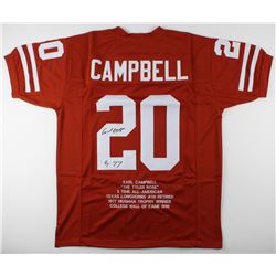 Earl Campbell Signed Career Highlight Stat Jersey Inscribed "HT 77" (JSA COA)