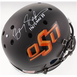Barry Sanders Signed Oklahoma State Cowboys Full-Size Helmet Inscribed "Heisman 88" (Schwartz Sports