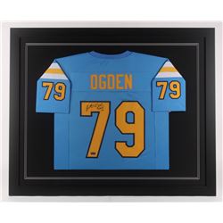 Jonathan Ogden Signed 35.5x43.5 Custom Framed Jersey Inscribed "CHOF 12" (Radtke COA)