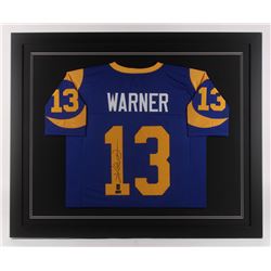 Kurt Warner Signed 35.5x43.5 Custom Framed Jersey (Radtke COA)
