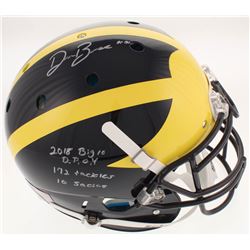 Devin Bush Signed Michigan Wolverines Full-Size Authentic On-Field Helmet Inscribed "2018 Big 10 D.P