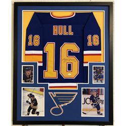 Brett Hull Signed 34x42 Custom Framed Jersey (JSA COA)