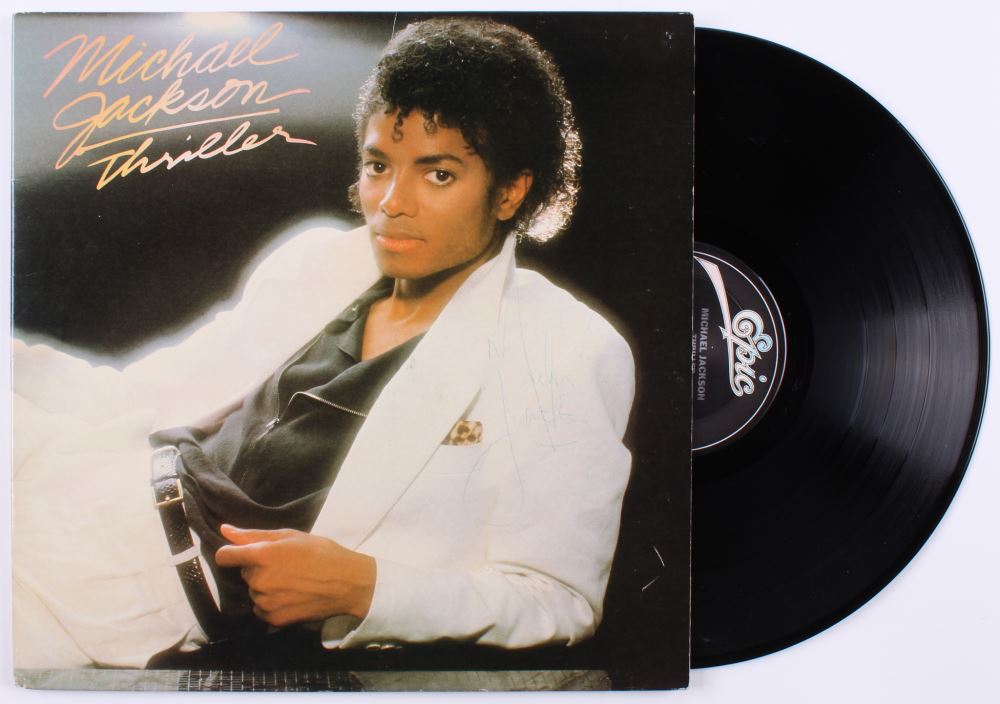 Michael Jackson Twice Signed Thriller Vinyl Record Album Jsa Loa