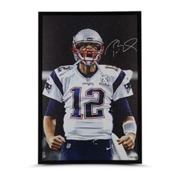 Tom Brady Signed New England Patriots "Up Close" 24x36 Custom Framed Photo on Canvas (UDA COA)