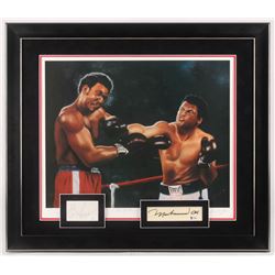 Muhammad Ali  George Foreman Signed 26.5x30.5 Custom Framed Cut Display (Beckett LOA  JSA COA)
