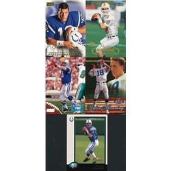 Lot of (5) 1998 Peyton Manning Football Cards with 1998 Stadium Club #195 RC, 1998 Bowman #1 RC