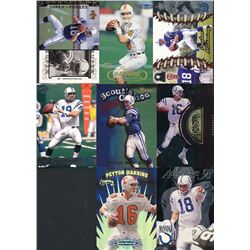 Lot of (8) 1998 Peyton Manning Football Cards with 1998 Pacific #181 RC, 1998 Pacific Omega #101 RC