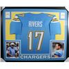 Image 1 : Philip Rivers Signed 35x43 Custom Framed Jersey (Beckett COA)