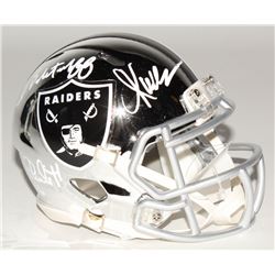 Marcus Allen, Fred Biletnikoff  Jim Plunkett Signed Oakland Raiders Chrome Speed Mini Helmet (Radtke