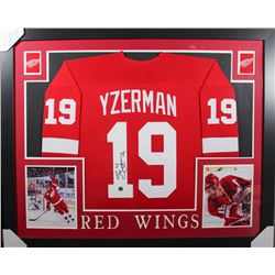 Steve Yzerman Signed 35x43 Custom Framed Jersey (JSA COA  Yzerman Hologram)