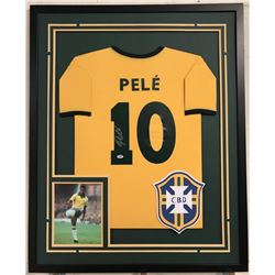Pele Signed 34x42 Custom Framed Jersey (PSA COA)