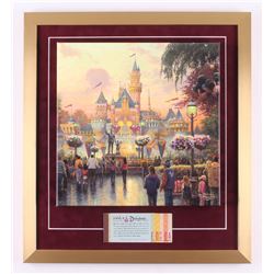 Thomas Kinkade 50th Anniversary "Disneyland" 20x22 Custom Framed Canvas on Wood Display with Full Vi