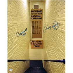 Rudy Ruettiger  Paul Hornung Signed Notre Dame Fighting Irish 16x20 Photo Inscribed "56 H" (Beckett 