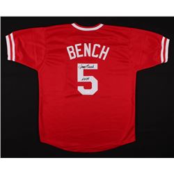 Johnny Bench Signed Jersey Inscribed "HOF 89" (JSA COA)