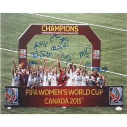 2015 Team USA FIFA Women's World Cup Champions 16x20 Photo Signed By (9) With Hope Solo, Shannon Box