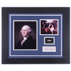 George Washington 19.5x23.5 Custom Framed Cut Display with (1) Hand-Written Word from Letter (JSA LO