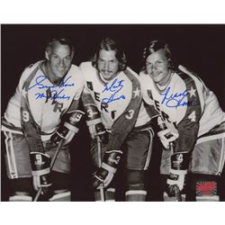 Gordie Howe, Marty Howe,  Mark Howe Signed Houston Aeros 8x10 Photo Inscribed "Mr. Hockey" (Your Spo