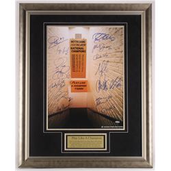 Notre Dame Fighting Irish Greats 26x32 Custom Framed Photo Display Signed by (14) with Joe Montana, 