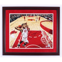 Derrick Rose Signed Chicago Bulls 22x26 Custom Framed Photo (PSA COA)