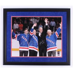 Mark Messier, Mike Richter, Eddie Giacomin,  Rod Gilbert Signed New York Rangers 22x26 Custom Framed