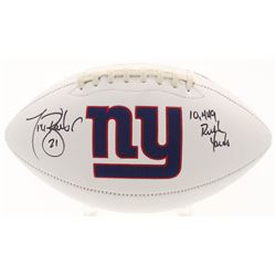 Tiki Barber Signed New York Giants Logo Football Inscribed "10,449 Rush Yards" (JSA COA)