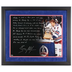 Brian Leetch Signed New York Rangers 22x26 Custom Framed Photo with Extensive Inscription (Steiner C