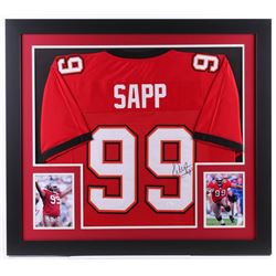 Warren Sapp Signed 31x35 Custom Framed Jersey (JSA COA)