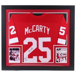 Darren McCarty Signed 31x35 Custom Framed Jersey Inscribed "4x SC Champs" (JSA COA)
