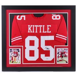 George Kittle Signed 31x35 Custom Framed Jersey Display (Beckett COA)