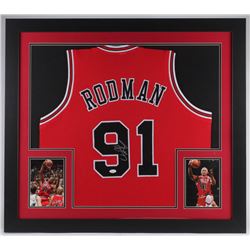 Dennis Rodman Signed 31x35 Custom Framed Jersey (JSA COA)