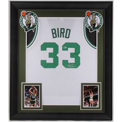 Larry Bird Signed Boston Celtics 32x36.75 Custom Framed Jersey Display (Beckett COA)