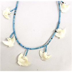 Navajo Sterling Turquoise Bird Fetish Necklace