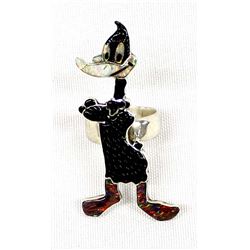 Zuni Sterling Inlay Daffy Duck Ring, Size 6.5