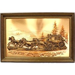 Vintage Copperama John Louw Stagecoach Framed Art