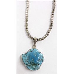 Charles Albert Silver Turquoise Pendant Necklace
