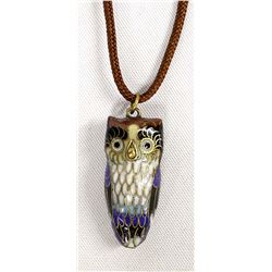 Cloisonne' Owl Pendant Necklace