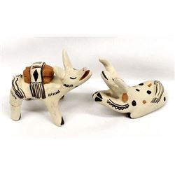 2 Cochiti Pottery Animals by Snowflake Flower
