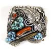 Image 3 : Navajo Sterling Turquoise & Claw Watch Bracelet