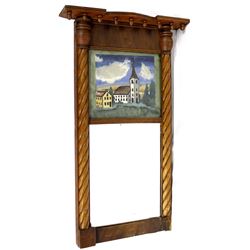 Antique Wood Mirror with Reverse Painting