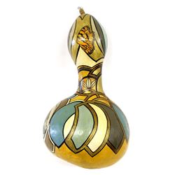 Hand Painted Butterfly Gourd Art by Rita Schubert