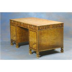 Skrivbord, björk/palisander, intarsia i olika trä