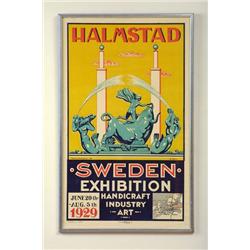 Affisch, Halmstad Sweden Exhibition 1929, signera