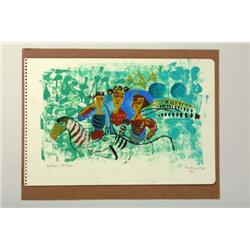Madeleine Pyk, gouache, "Ryttare i Serbien", 1965