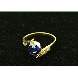 Ring, guld, 18k, fasettslipad blå safir, diamante
