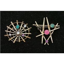 2 broscher, silver, 1960-tal, diam. 4-5