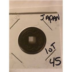 Vintage Japanese Coin Square cut in Middle