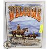 Image 1 : SEALED WELCOME COWBOY COUNTRY METAL SIGN BY